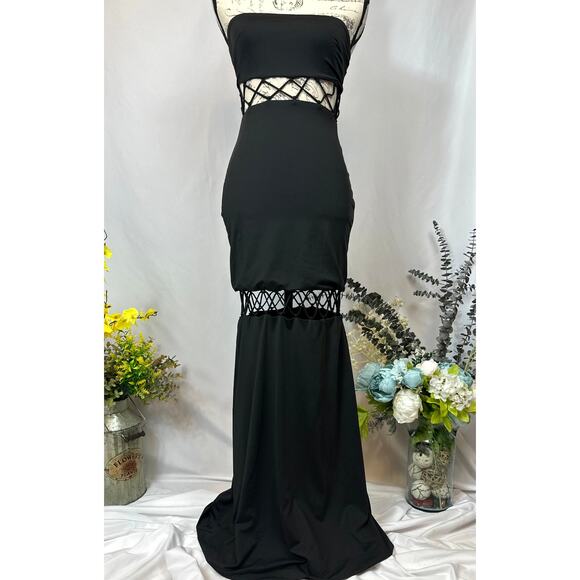 Runaway The Label Mae Partially See Through Maxi Dress Black S - Picture 7 of 14